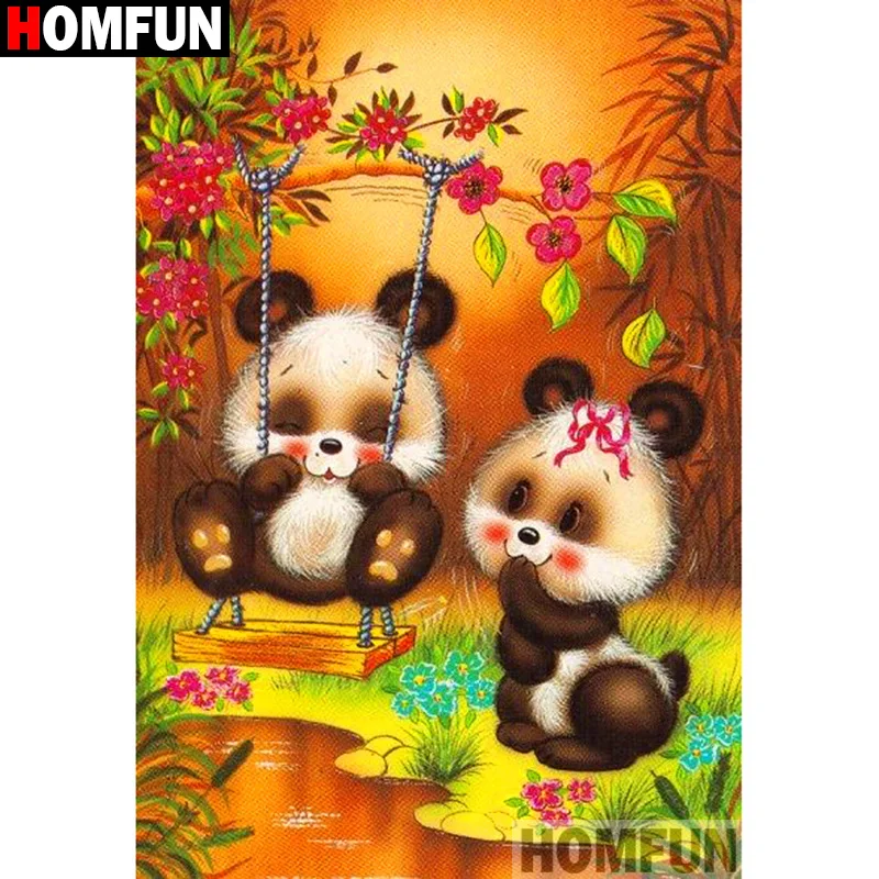Алмазная 5D картина HOMFUN панда вышивка крестиком сделай сам квадратная/круглая
