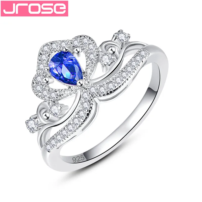 JROSE новая мода Серебряная корона форма капли воды горный хрусталь кристалл