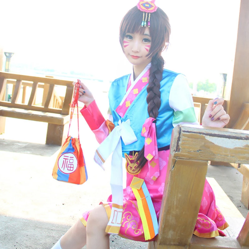 [В наличии] Новогодняя кожаная Версия игры OW D.VA платье Hanbok + аксессуары косплей