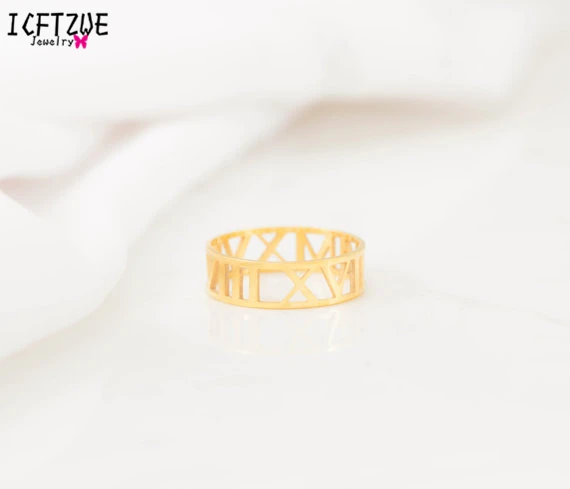 ICFTZWE, золотой цвет, Anel Bague, серебро, Anillos Mujer, изысканные римские цифры, кольцо на заказ, обручальное кольцо, ювелирное изделие для женщин, BFF