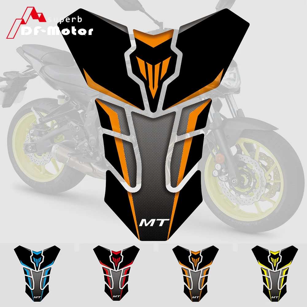 Оранжевый Танк PAD для YAMAHA MT-03 MT-07 FZ-07 MT-09 FZ-09 MT-10 3D Светоотражающие Танк протектор Газа Кепки Pad Наполнитель Защитная Наклейка - Цвет: Оранжевый