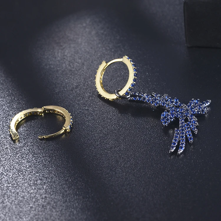 Женские асимметричные серьги кольца с фианитами AAA +|fashion hoop earrings|hoop earringsearrings earrings