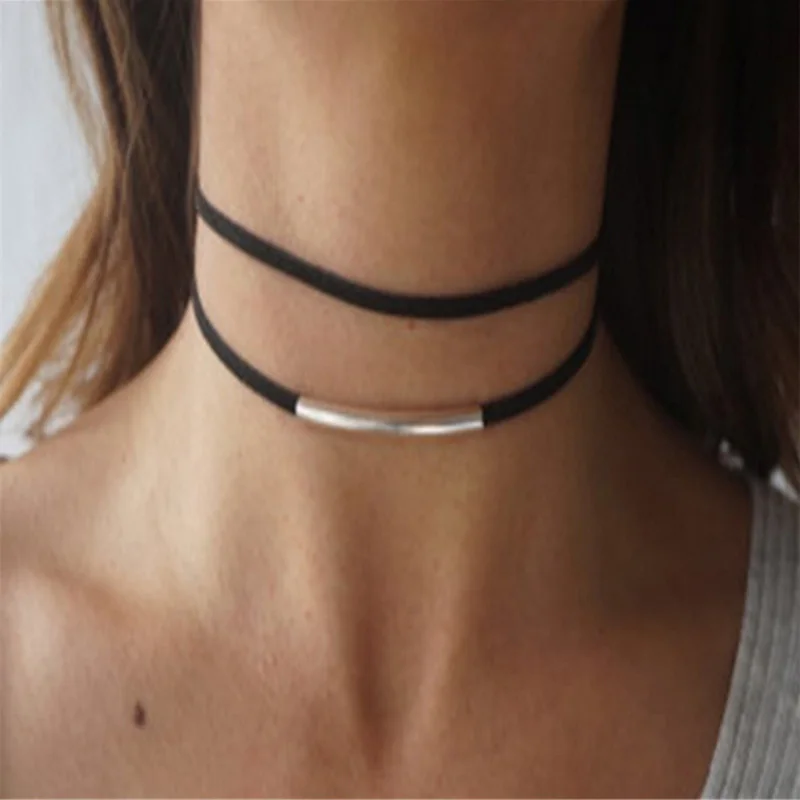 Модное бархатное изогнутое ожерелье Двухслойное Стильное короткое кольцо для