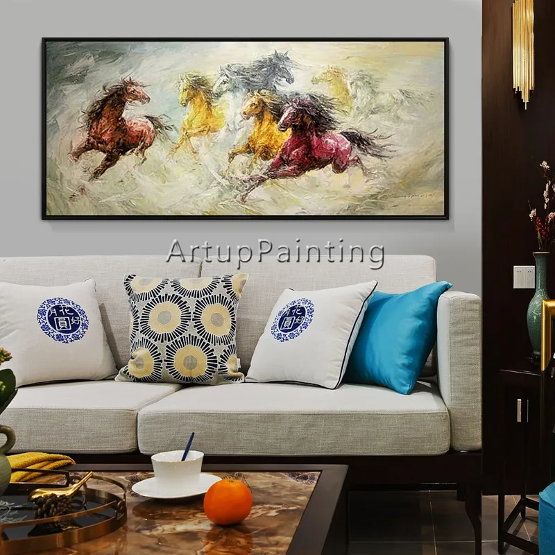 Лошадь абстрактная картина с животным Акриловая caudros decoracion палитра нож стены