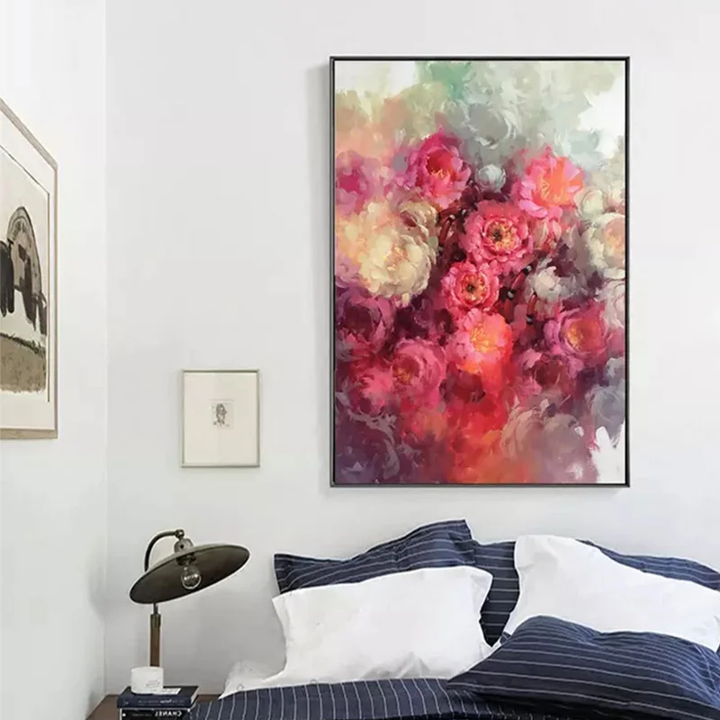 Goodecor Абстрактная живопись на холсте, живопись, красные цветы розы Wall Art Для Гостиная холст с печатью постера фотография картина без рамки