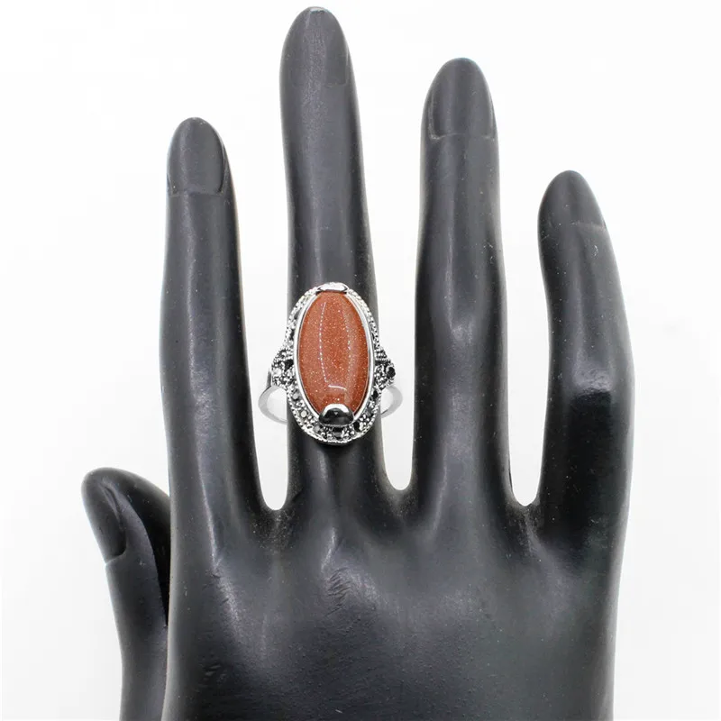 Овальный Золотой Sandy камень горный хрусталь Кольца для Для женщин Античная