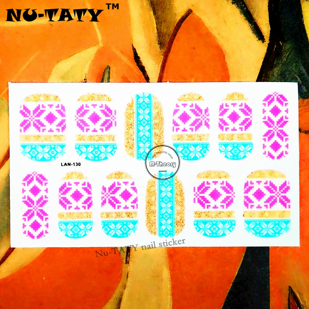 Nu TATY 20 стильных стикеров для ногтей Lumious розовый синий блестящий дизайн