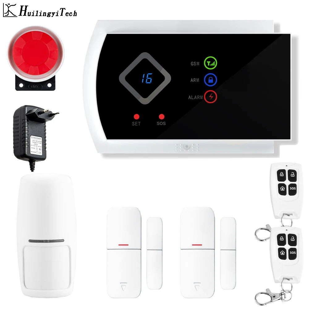 DYG10A-2r1p2d HuilingyiTech Multipe Голосовая подсказка SMS GSM сигнализация система домашней безопасности с PIR/дверной сигнализацией датчик приложение управление устройство комплект - Цвет: DYG10A-2r1p2d