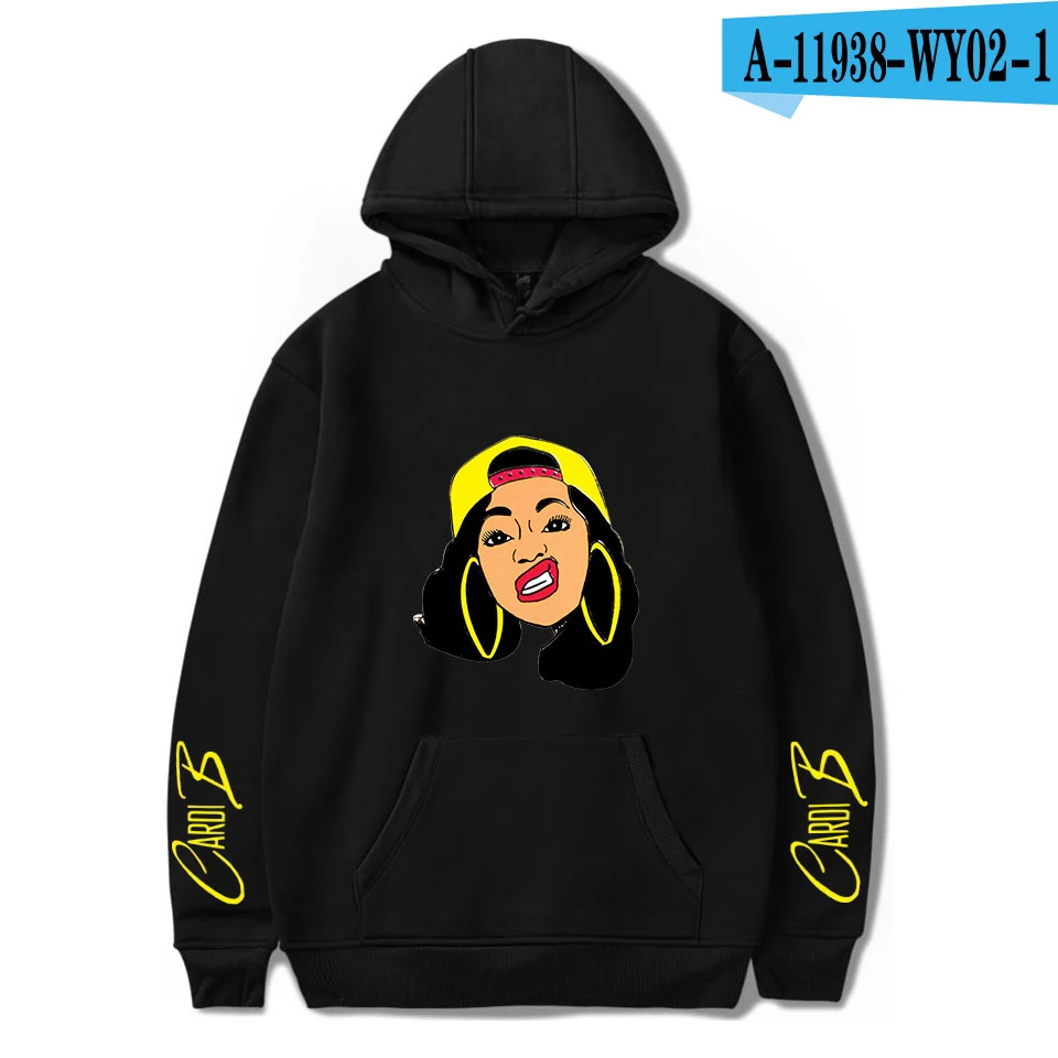 bkack Осень Cardi B толстовки для женщин и мужчин модные толстовки хип-хоп худи Cardi B Женские/толстовки для девочек пуловер черная одежда - Цвет: bkack