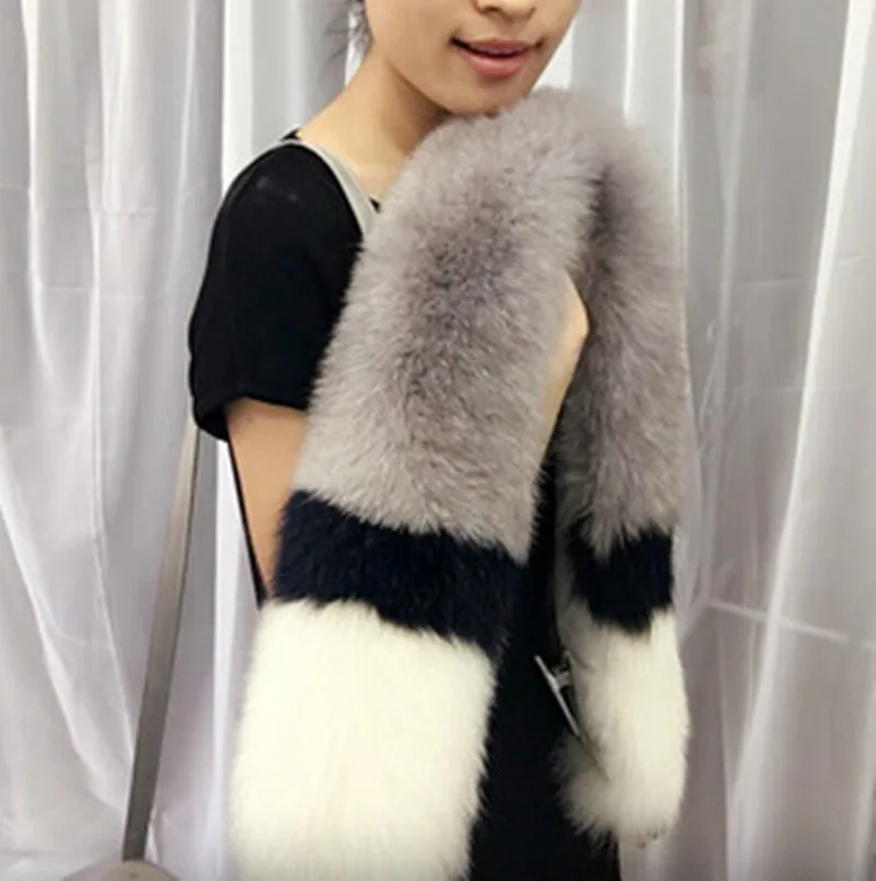 Новый натуральный лисичий меховой воротник шарф для женщин длина 120 см 100 см|scarf