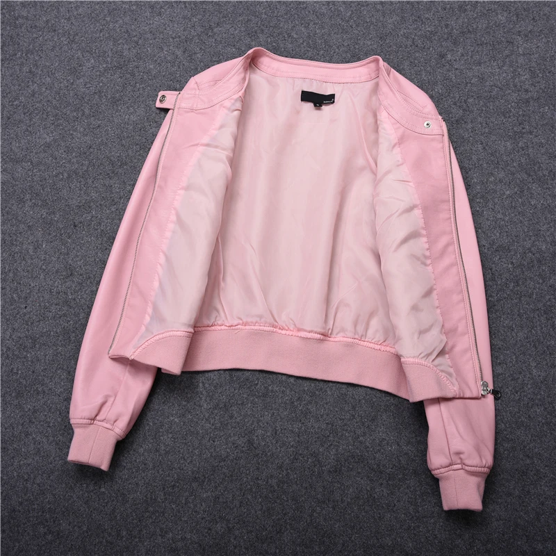 2019 Women O-neck Zipper Faux Leather Jacket Short Biker Coat Casual Jackets Female Plus Size S-4XL Basic Outwear Korean Free | Женская