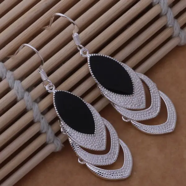 Серьги с серебряным покрытием серебряные модные украшения серьги тремя сердцами