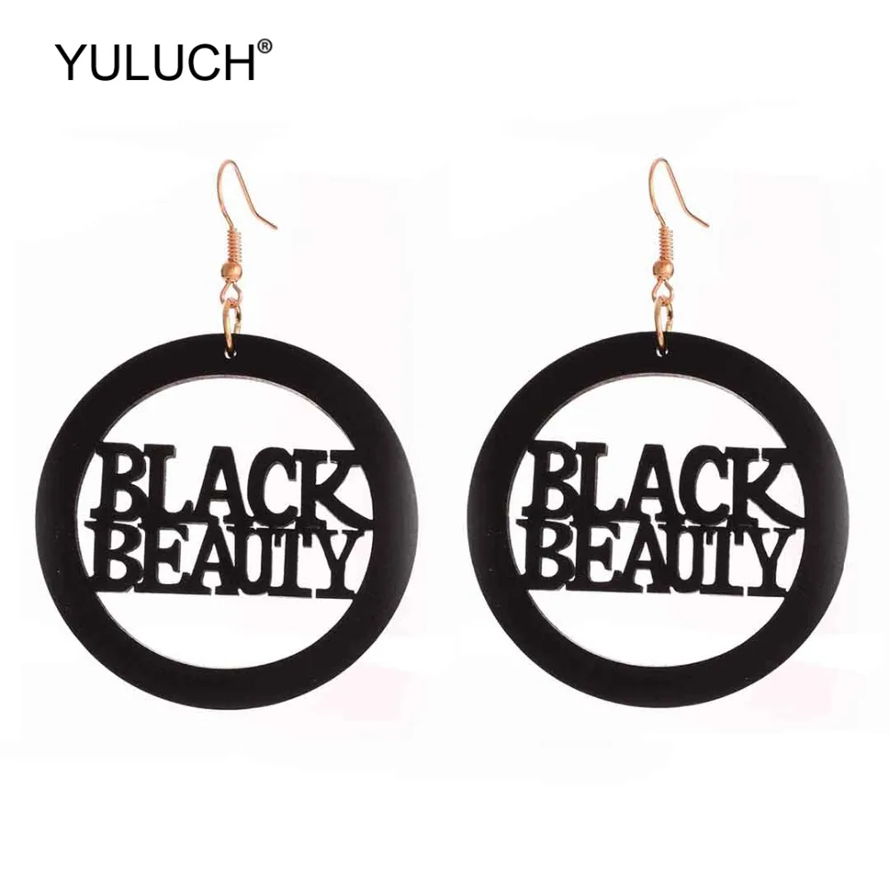 YULUCH 2019 этнические большие круглые деревянные полые буквы черные Красивые