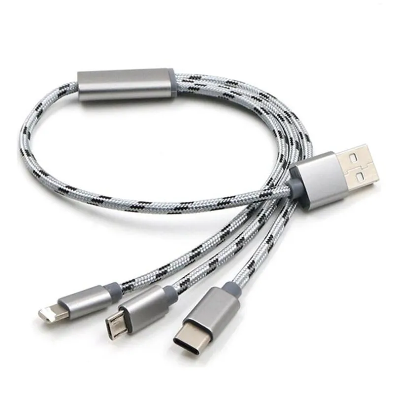 USB кабель для iPhone Выдвижной зарядки Зарядное устройство Type C Micro Android 3 в 1 и 2