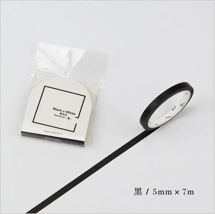 2 5mm black Черный, белый цвет Однотонная Одежда Примечание лента повседневной повестки дня планирования лента Washi для художественного оформления ногтей, ручная работа, ежедневник, наклейка для скрапбукинга этикетки клейкая лента - Цвет: 2 5mm black