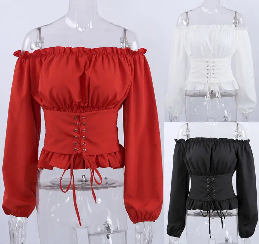 

Fashion Women Loose Off shoulder Tops Casual Long sleeve Blouse Party T-Shirt