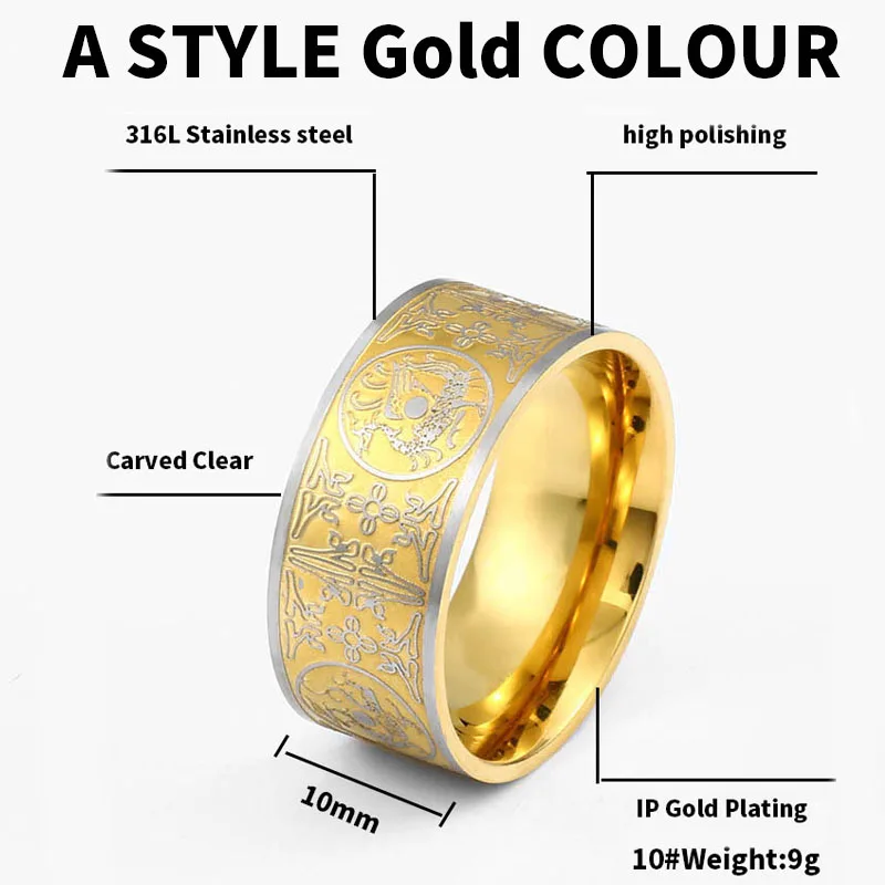 gold colour Байер 316L нержавеющая сталь нордические Викинги уникальное животное Северная Европа амулет скандинавский Дракон и Тигр кольцо ювелирные изделия LR386 - Цвет основного камня: gold colour