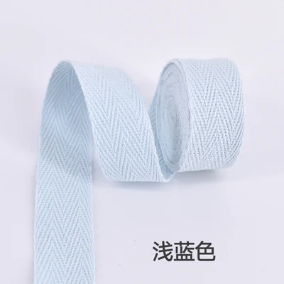 Light blue Заводская цена елочка/хлопчатобумажная лента с саржевым переплетением/хлопчатобумажная тесьма/косой привязки ленты для DIY мешок, ремесленные проекты ширина 25 мм 50Yd/рулон - Цвет: Light blue