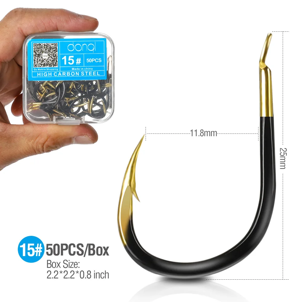 15 DONQL 50 шт./лот Вольфрам Сталь рыболовные крючки один круг крючок колючая карп рыболовные крючки море снасти Аксессуары - Цвет: 15