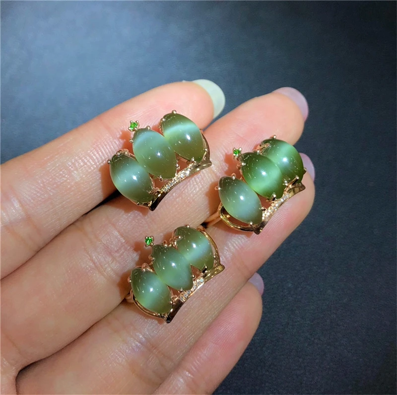 Новое оригинальное китайское зеленое Нефритовое женское кольцо из 18-каратного