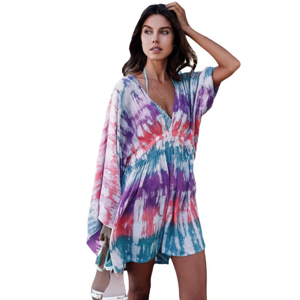 Женское пикантное пляжное платье накидка купальник летнее туника 2019 парео