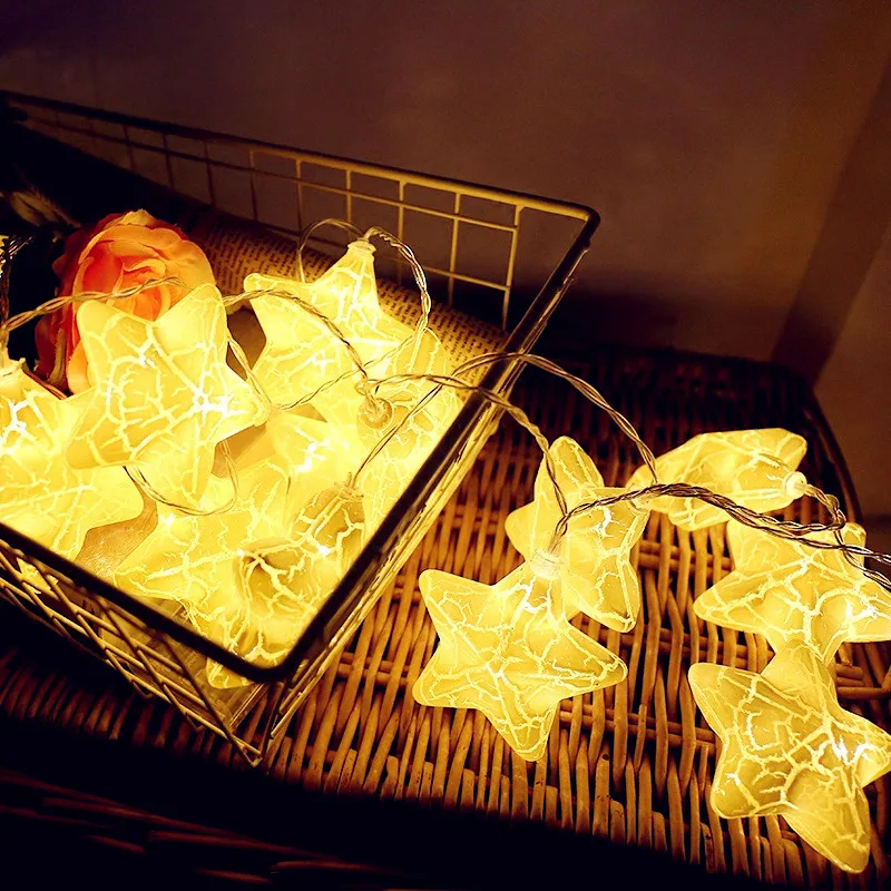 USB Ice Crack Star Shape String Lamp 1 5 м 3 LED Balls Light на батарейках Декоративный Рождественский