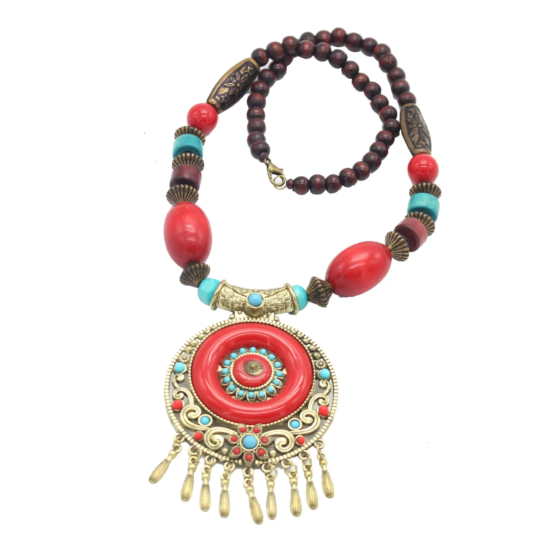 Женское ожерелье с подвеской ADOLPH этническое чокер из дерева и камня массивное