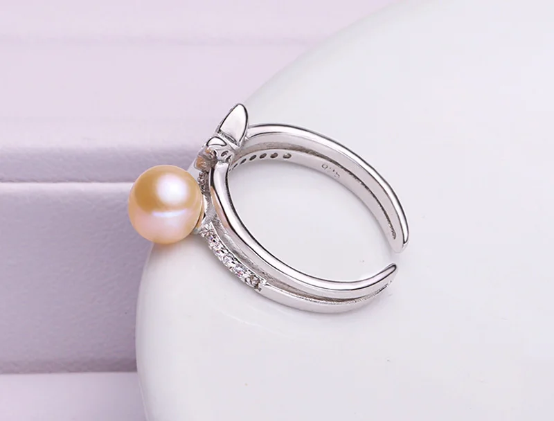 ASHIQI 925 пробы Серебряное кольцо бабочка кольцо с натуральным пресноводным жемчугом для женщин Открытый палец Свадебные обручальные ювелирные изделия