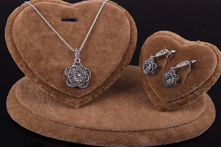Ajojewelбрендовые Parure Bijoux(украшения своими руками) элегантный кристалл розы Цепочки и ожерелья серьги черный Винтаж Ювелирные наборы для Для женщин