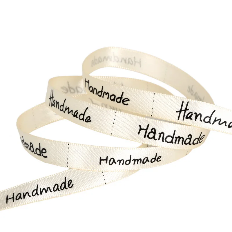 5 ярдов/лот 10мм 13мм Айвори Ручная печать атласная лента для шитья аксессуары DIY Декоративное искусство и поделки Подарочная упаковка для выпечки.