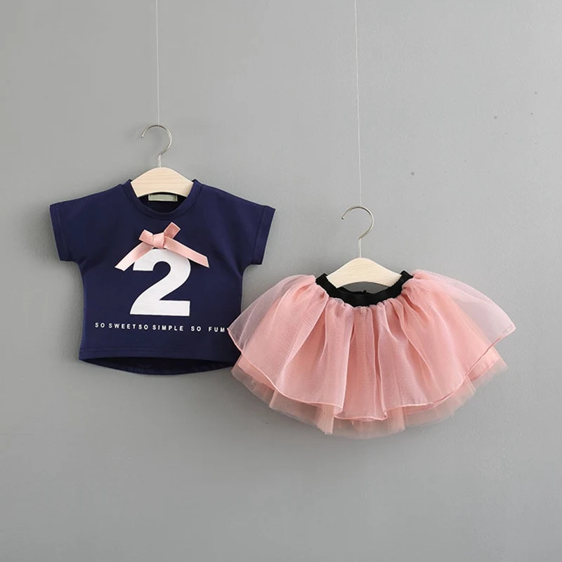Лето 2019 комплекты детской одежды для девочек 0-3 лет футболка с короткими рукавами