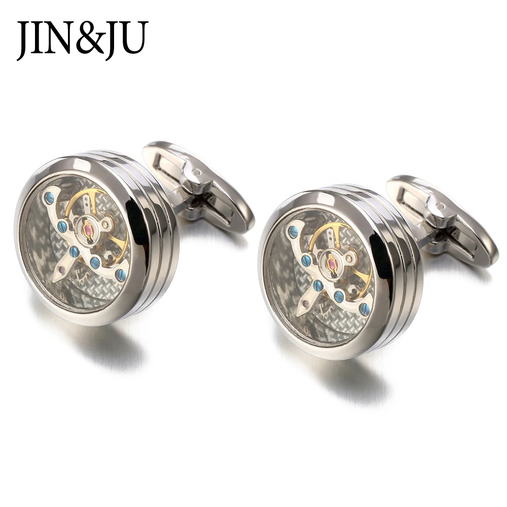 JIN& JU Лидер продаж Мужские механические часы с турбийоном, запонки с турбийоном, высокое качество, в стиле стимпанк, запонки
