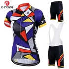 Женская велосипедная одежда X-Tiger из 100% полиэстера, летняя велосипедная одежда с коротким рукавом, одежда для велоспорта, комплект велосипедной одежды