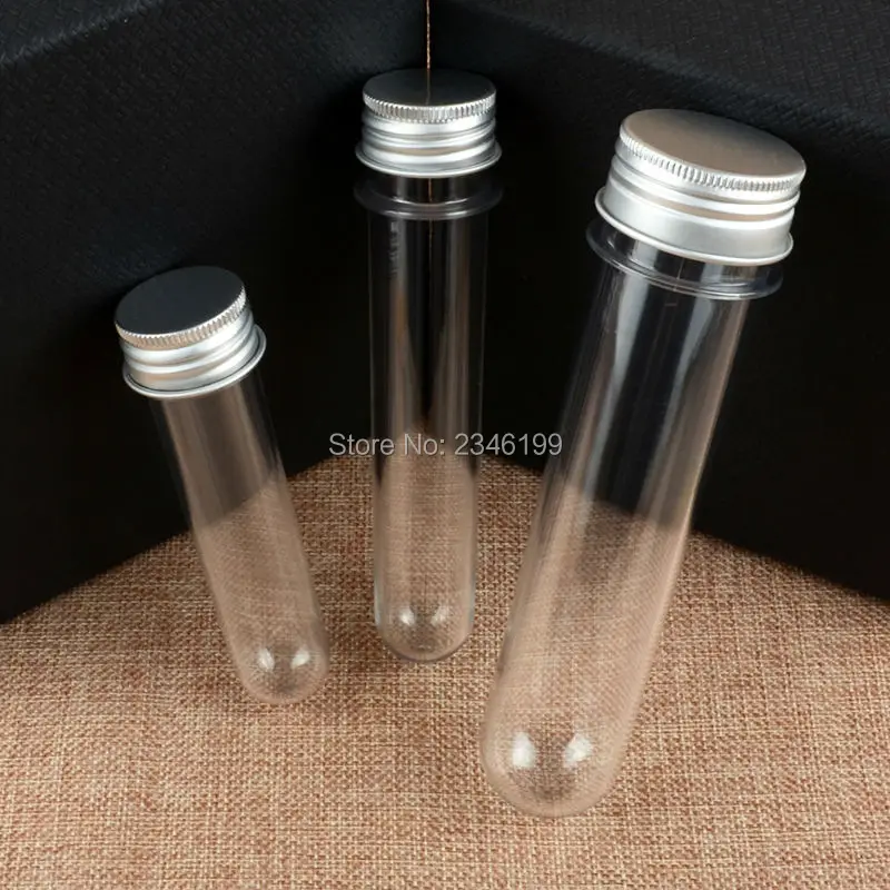 

30ml 40ml 100ml 50pcs Plastic Test Tubes Mask Powder Bath Salt Candy Packaging With Screw Lid Empty Bottles School Lab Supplies