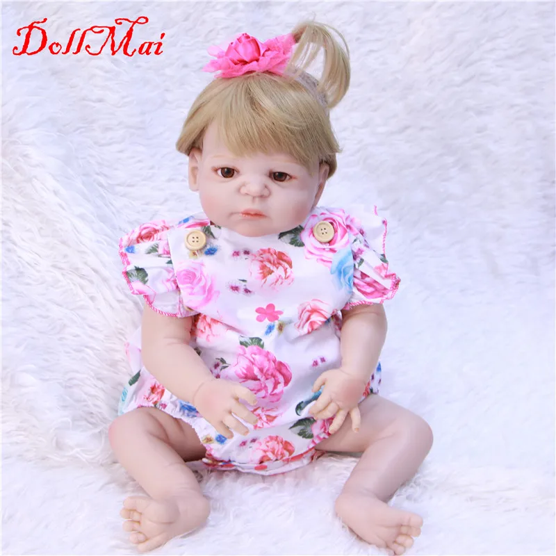 

DollMai real dolls baby reborn toys 22"55cm full silicone dolls lifelike newborn girl princess dolls gift
