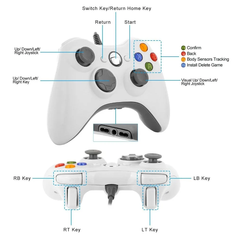 Проводной джойстик USB проводной геймпад игровой контроллер для Microsoft Xbox Slim 360 PC