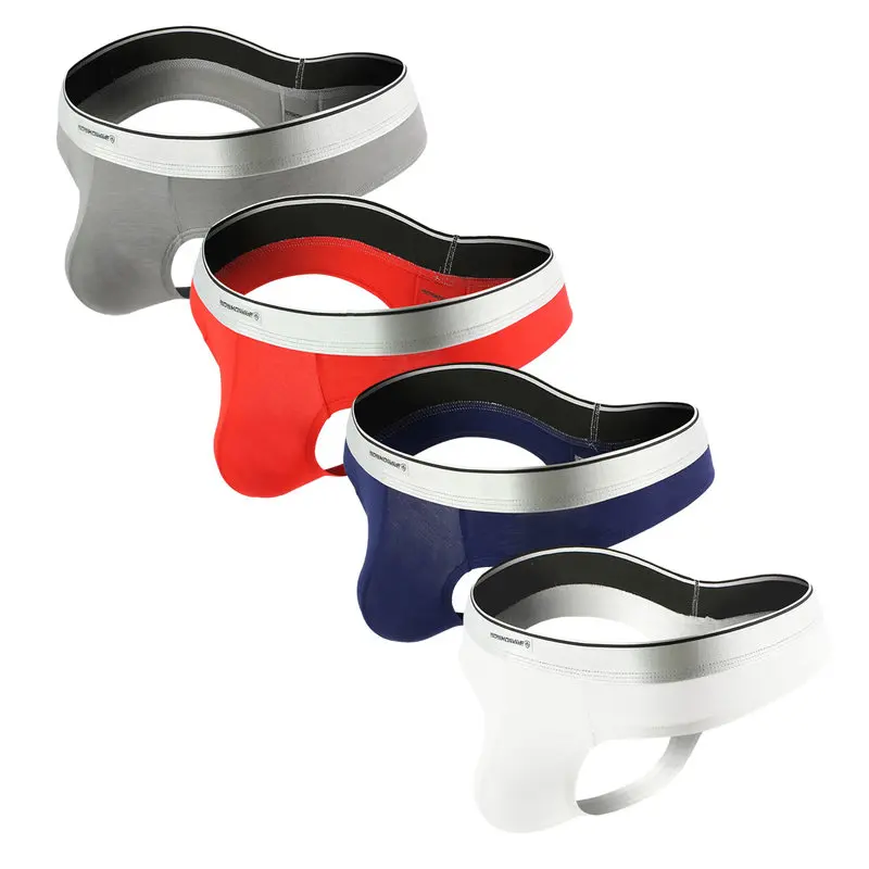 Мужские стринги 4 шт./лот сексуальное мужское нижнее белье с карманом для пениса