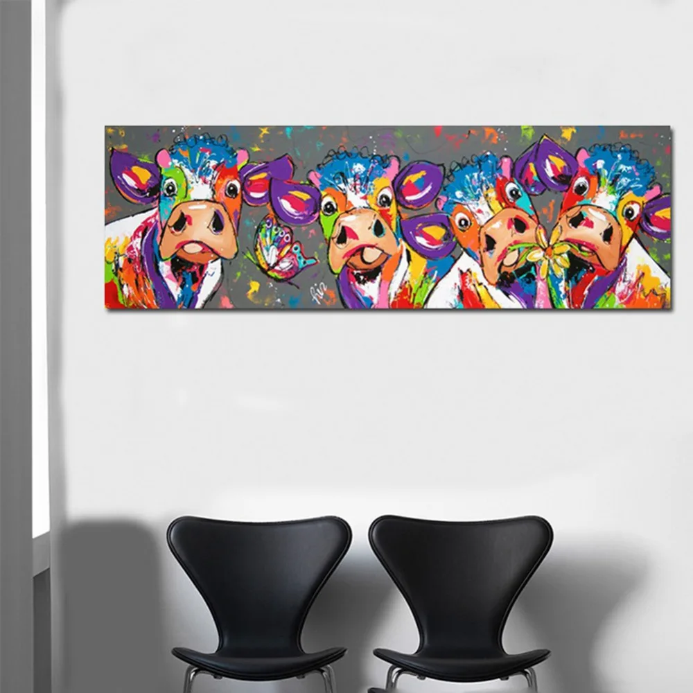 Красочные картины маслом настенные для гостиной украшения Милая корова