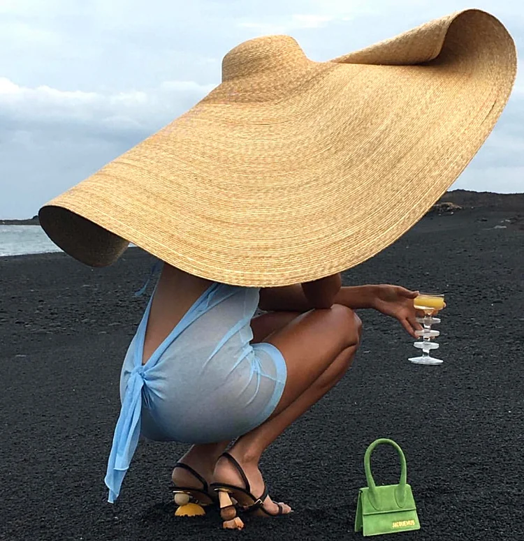 

Fashion Street Show Straw Caps Women's Super Large Brim Sun Visor Hats 80cm Photograph Prop Hats Panama Gorras