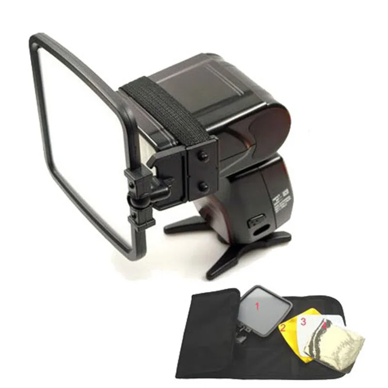 Складной рассеиватель вспышки камеры + карточка отражатель цвет серебристый