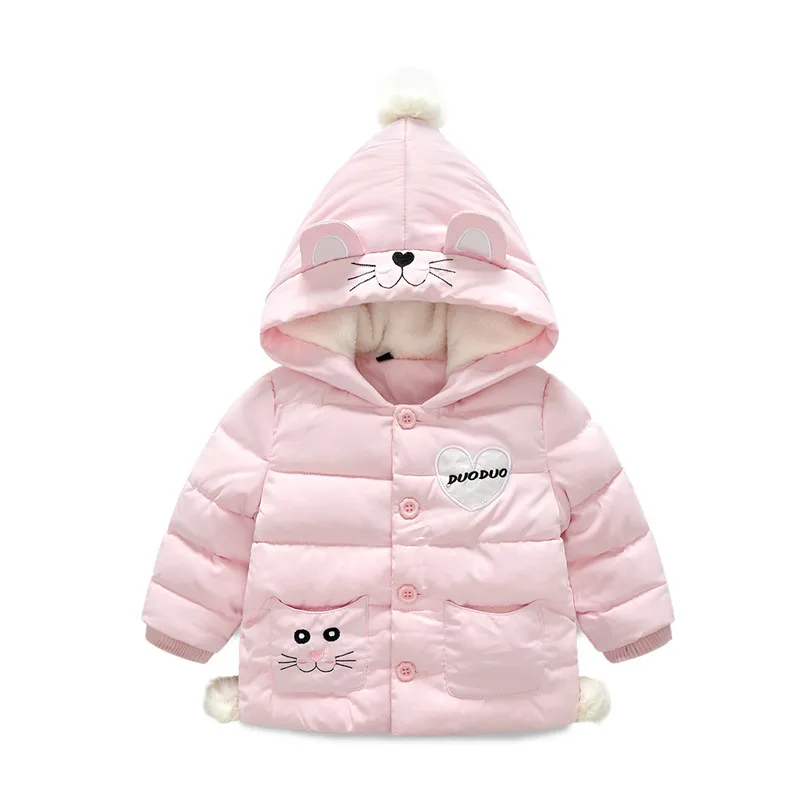 BibiCola Girls Jacket Kids Winter Cartoon Lovely Thick Warm Coat Children Cotton Fashion Hooded Parkas Outerwear Clothing |