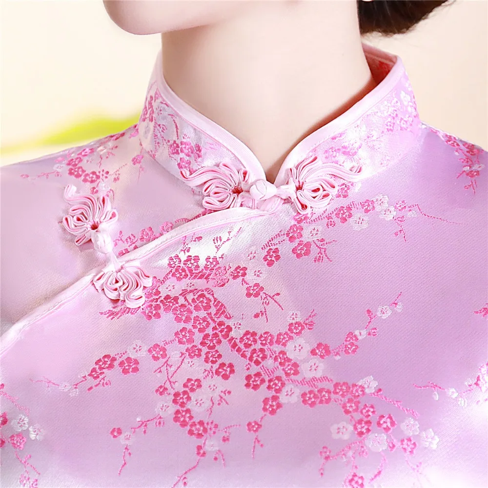 Шанхай история короткие Cheongsam Топ Традиционный китайский искусственный шелк/Атласный топ Дракон и Феникс Вышивка Блузка Топ Qipao рубашка
