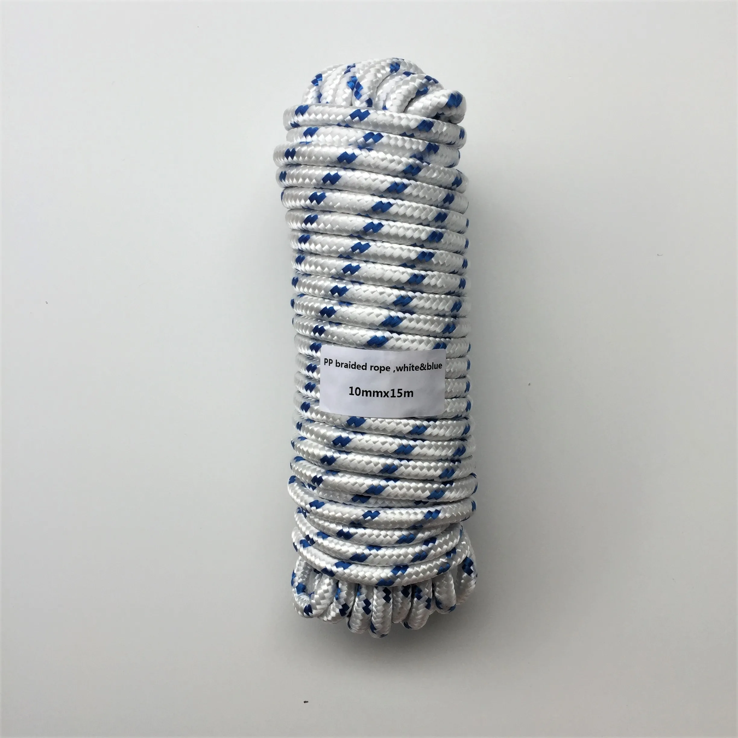 

White&Blue 10mmx15m Heavy Duty Braided Polypropylene PP Camping Clothes Line Securing Line