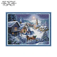 cross stitch scenic diy handwork dusk in the snow printed cross stitch patterns 11ct 14ct dmc counted embroidery needlework sets