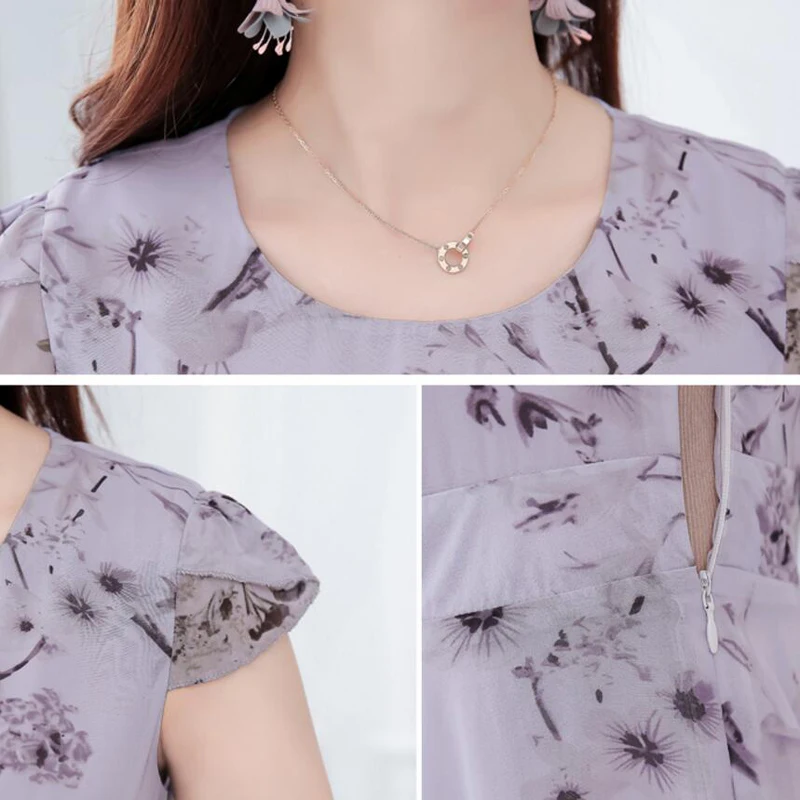 

2019 Spring Summer New Women Plus Size 3XL Short Sleeved Chiffon Print Dress Female Bohemia Floral Long Dress Beach Vestidos Z10