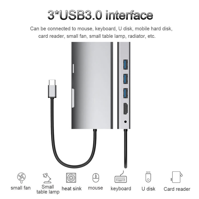 Basix USB-C концентратор type C концентратор USB 3,0 Thunderbolt 3 HDMI 3,5 мм аудио RJ45 адаптер для MacBook Pro samsung Galaxy S9 USB C концентратор