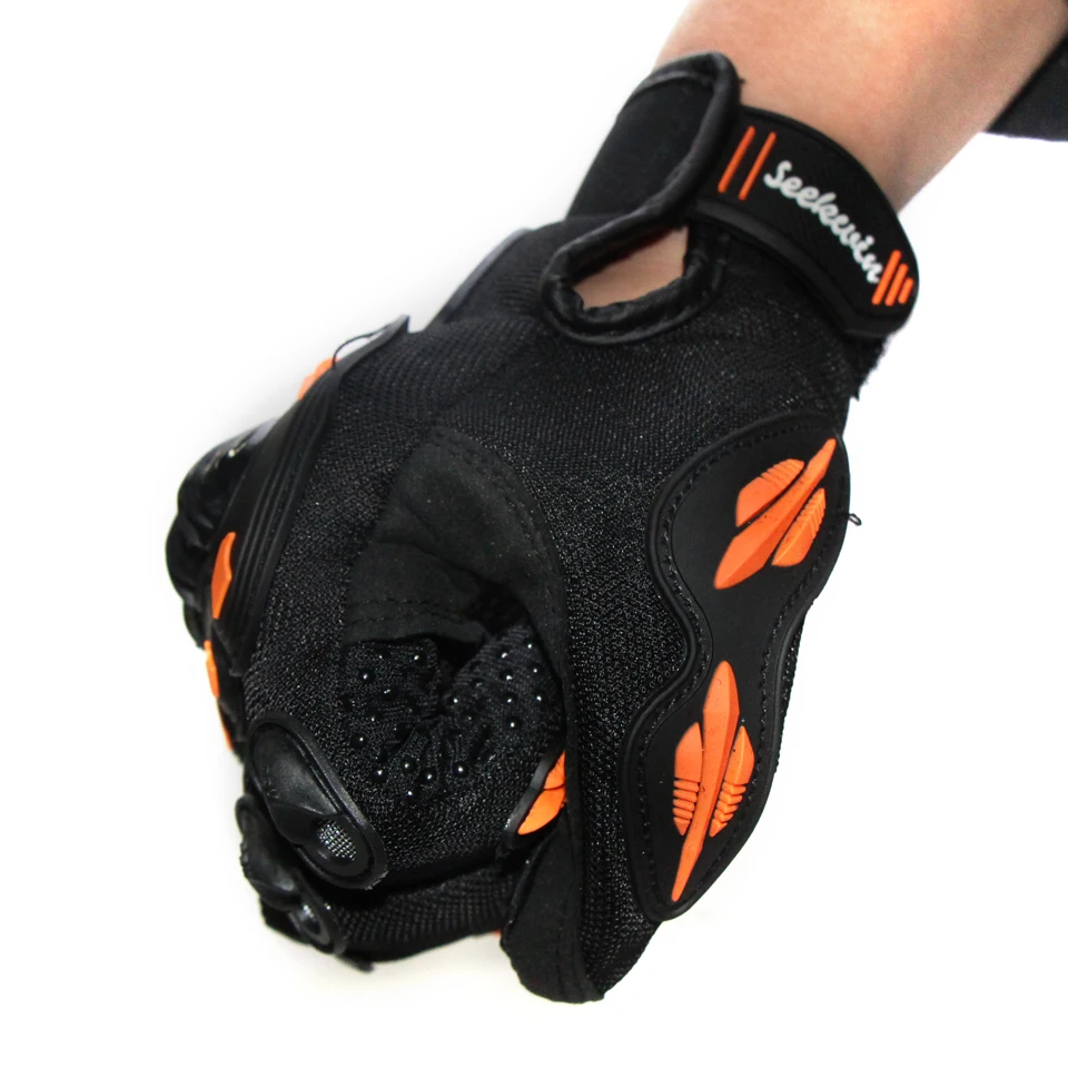 Новые Мотоциклетные Перчатки Guantes с закрытыми пальцами красные оранжевые