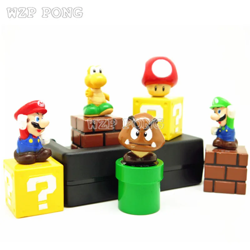 5 шт./лот Super Mario Bros ПВХ экшн фигурки коллекция mario Грибная коробка модель куклы