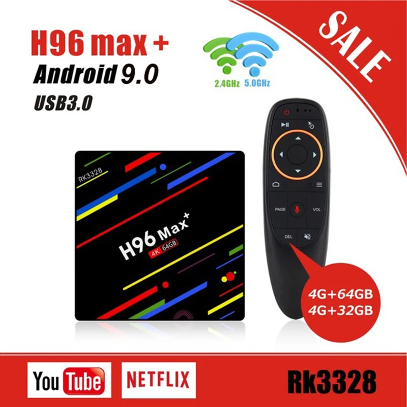 Android 9 0 H96 MAX Plus Смарт ТВ коробка 4 Гб Оперативная память 32/64GB Встроенная 2 4G/5G Wi Fi RK3328