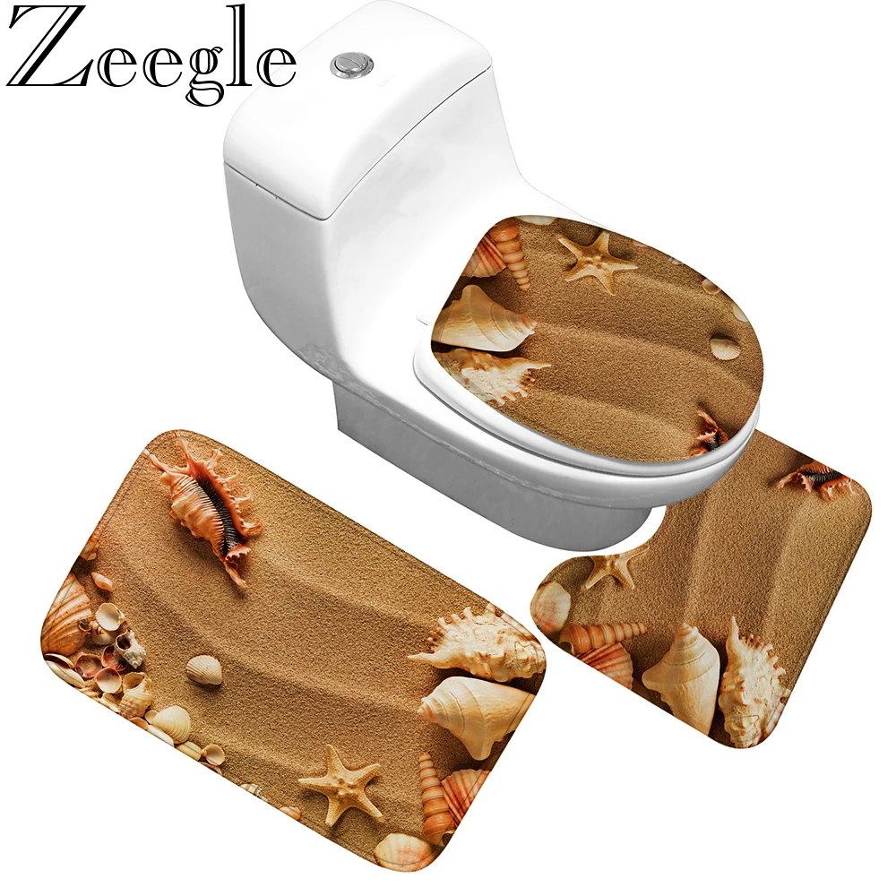 

Microfiber Bathroom Carpet Set Toilet Seat Cover Set Absorbent Non-Slip Bathroom Rug Bath Mat Set Flannel Toilet Floor Mats